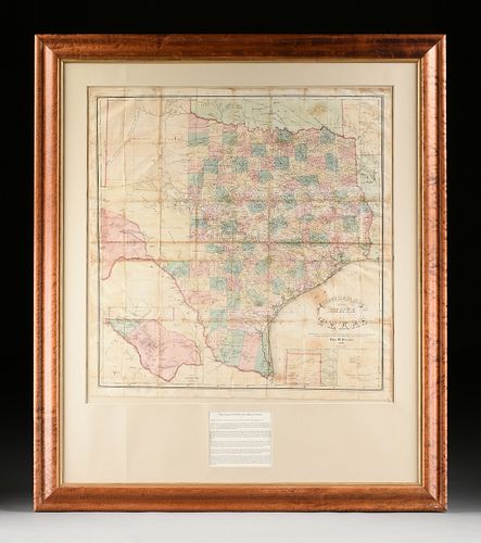 AN ANTIQUE RECONSTRUCTION ERA MAP, "Traveller's Map of the State of Texas," CHARLES M. PRESSLER, NEW YORK, CIRCA 1867,