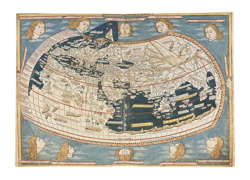 A RENAISSANCE MAP, "Ptolemy Map of the World (Die Weltkarte des Ptolemäus)," ULM AND ARMSHEIM, 1482,