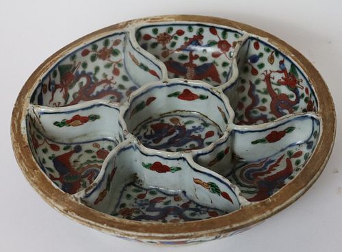Chinese Ducai Porcelain Sectional Dish