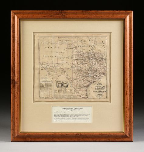 AN ANTIQUE RECONSTRUCTION ERA MAP, "New Map of Texas Prepared and Published for the Bureau of Immigration of the State of Texas," NEW YORK, 1875,