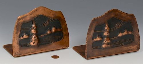 Pr. Albert Berry Arts & Crafts Copper Bookends