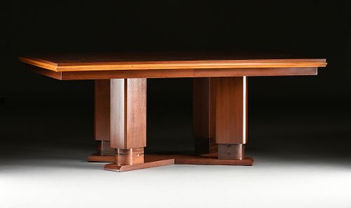 AN ART DECO ROSEWOOD DINING TABLE, POSSIBLY AMERICAN, 1920s, 