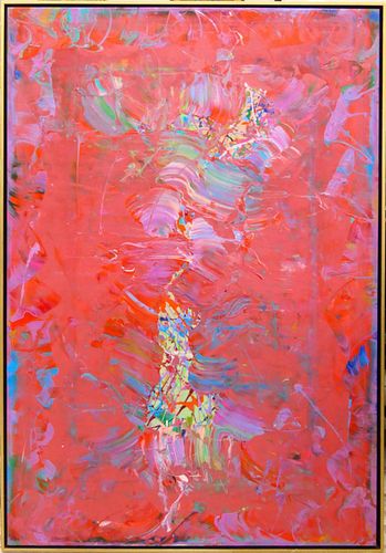 ROSE LINDZON (20th C) ABSTRACT OIL ON CANVAS