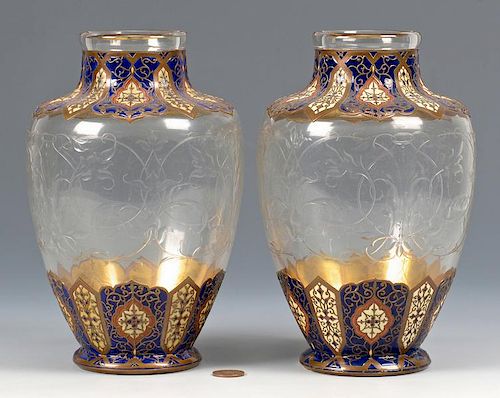 Enameled Glass Vases attr. Russia