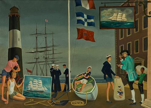 ERIC (RICCO) WASSMER, (Swiss, 1915-1972), Garçons, 1953, oil on canvas, 28 1/2 x 39 1/2 in., frame: 33 1/2 x 44 1/2 in.