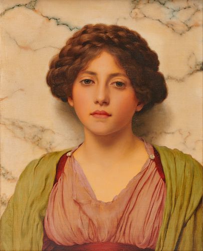 JOHN WILLIAM GODWARD, (English, 1861-1922), Classical Beauty, 1909, oil on canvas, 20 x 16 in., frame: 24 x 20 in.