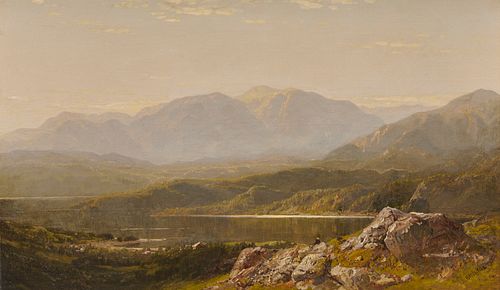 JOHN BUNYAN BRISTOL, (American, 1826-1909), Mountain Landscape, oil on canvas, 18 x 30 in., frame: 32 x 44 in.