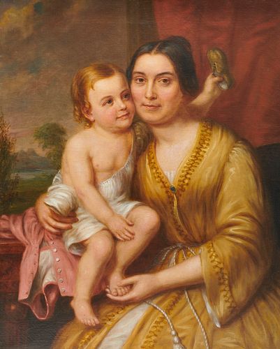 CHARLES BIRD KING, (American, 1785-1862), Rebecca Ballard (Nixon) Scott with Her Child, oil on canvas, 36 x 29 in., frame: 39 x 32 in.