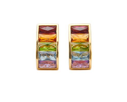 18K Gold and Gemset Earclips
