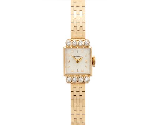 MOVADO 14K Gold and Diamond Wristwatch