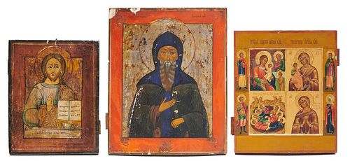 Three Religious Icons, Greek or Russian