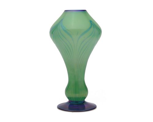 LOUIS COMFORT TIFFANY Green and Blue Favrile Glass Vase