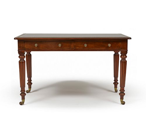 William IV Leather Top Two Drawer Mahogany Writing Table