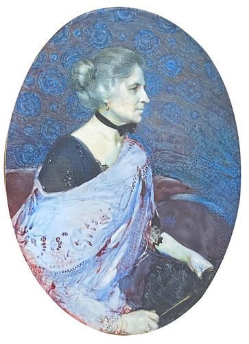 LAURA COOMBS HILLS, (American, 1859-1952), Mrs. George W. Chadwick, 1914, watercolor, 5 1/2 x 4 in., frame: 8 x 6 1/2 in.