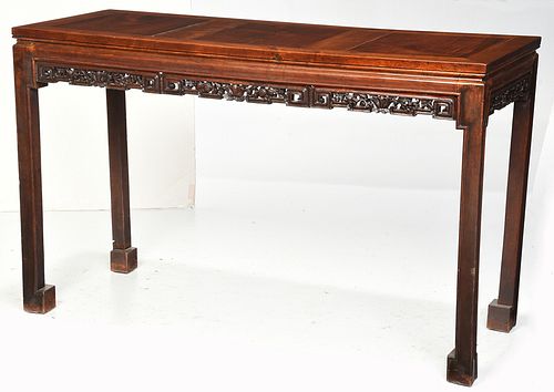 Chinese Carved Hardwood Scroll Table