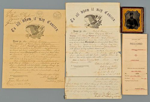Civil War Archive Sgt. Robert Henry, Tintype & Documents