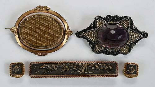 Four Pieces Antique Jewelry 