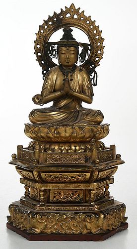 Japanese Carved Giltwood Bodhisattva