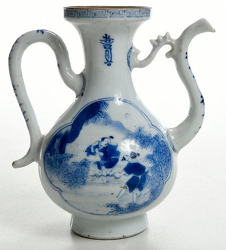 Chinese Blue and White Decorated Wine Ewer