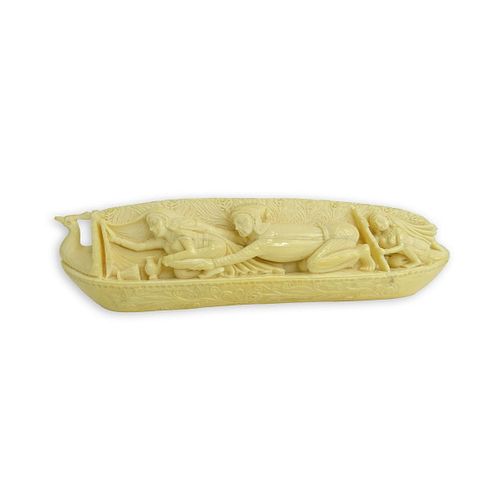 Antique Indian Carving Depicting a Canoe