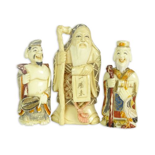 Three (3) Antique Carved Figurines