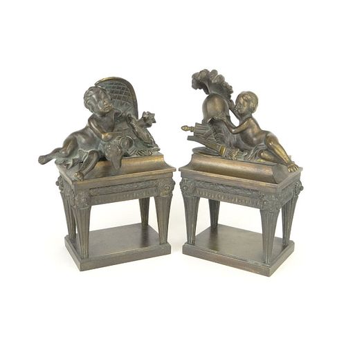 Pair of Neoclassical Style Bronze Bookends