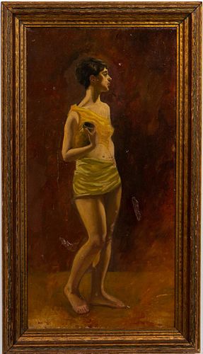 JOHN HABERLE, WOMAN WITH JUG, SIGNED OIL