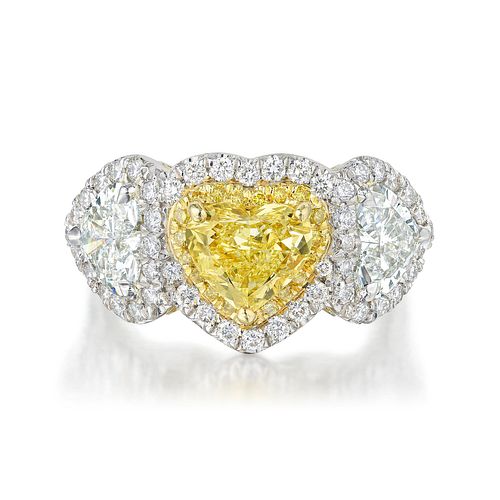 1.53-Carat Heart-Shaped Fancy Vivid Yellow Diamond Ring