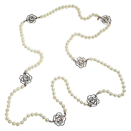 Chanel Faux Pearl & Camellia Necklace, 2012