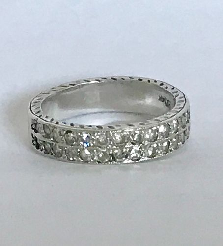 Mid-Century Modern 14K White Gold & Diamond Ring