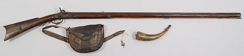 Leman Full Stock Long Rifle with Horn and Bag