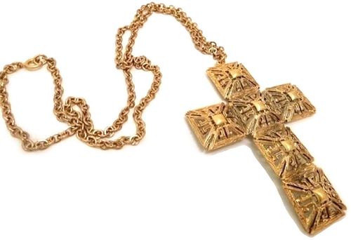 Tortolani Gilt Silver Cross Pendant Necklace