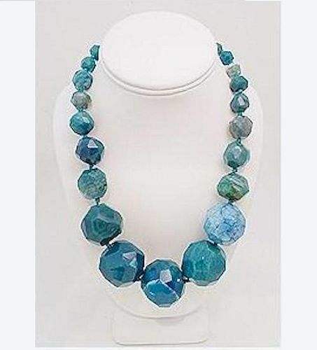 Kenneth J. Lane Bezel Cut Glass Bead Necklace