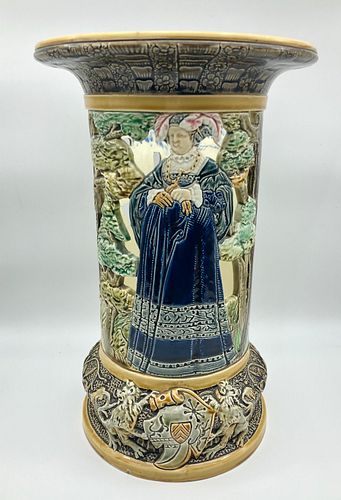 French Polychrome Majolica Vase