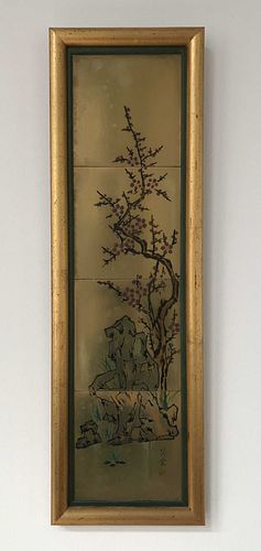 Chinese Cherry Blossom Ceramic Tiles Wall Hanging