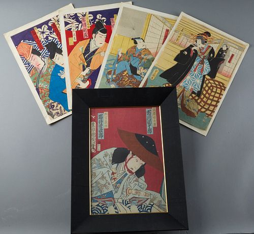 Grp: 5 Japanese Ukiyo-e Woodblock Prints Toyokuni