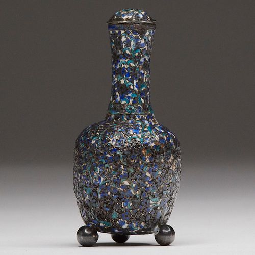 Early 19th c. Chinese Miniature Enameled Silver Bottle