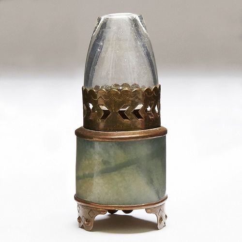 Chinese Serpentine or Jade Oil Lamp Made from Archers Ring