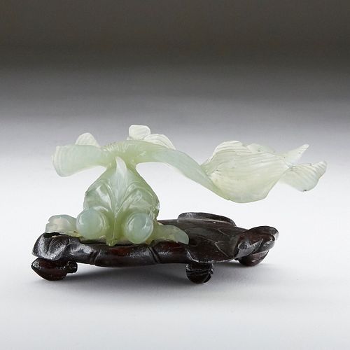 Modern Chinese Jade or Serpentine Fish on Stand
