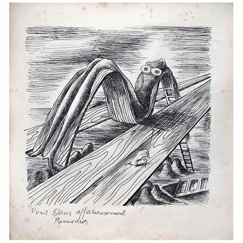 REMEDIOS VARO, Untitled, Signed Remedios in the dedication, Ink and graphite pencil on paper, 10.6 x 10.2" (27 x 26 cm)