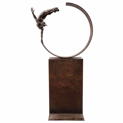 JORGE MARÍN, Media luna, 2007, Signed, Bronze sculpture P.F., 72.8 x 40.5 x 9.4" (185 x 103 x 24 cm), Certificate