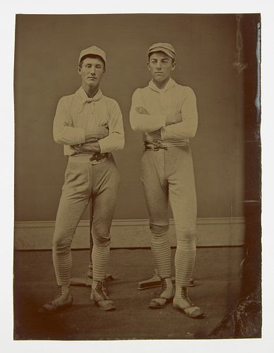 Tintype of 2 Baseball Players in Uniform