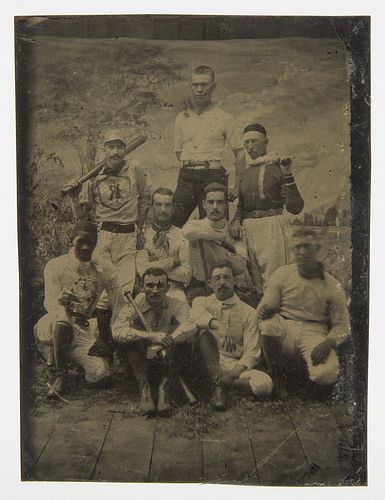 Tintype Black-White Baseball Team