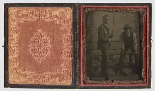 Tintype of Batter and Catcher Posing