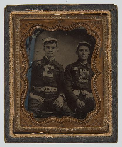 Tintype Two Baseball Players in Uniform