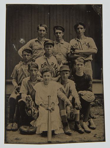 Tintype of 8 Baseball Players - Harbor