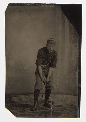 Tintype of Baseball Player Pitcher
