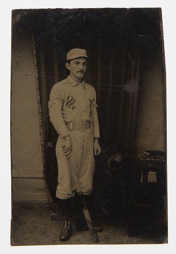 Tintype of Baseball Player w/Bat