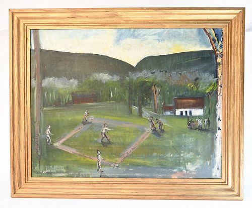 Folk Art Baseball Painting