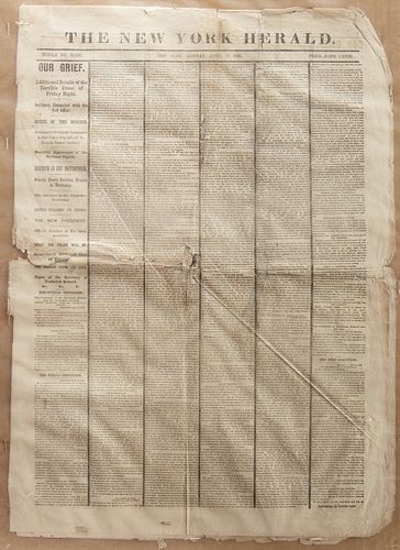 Rare Lincoln Assassination Newspaper